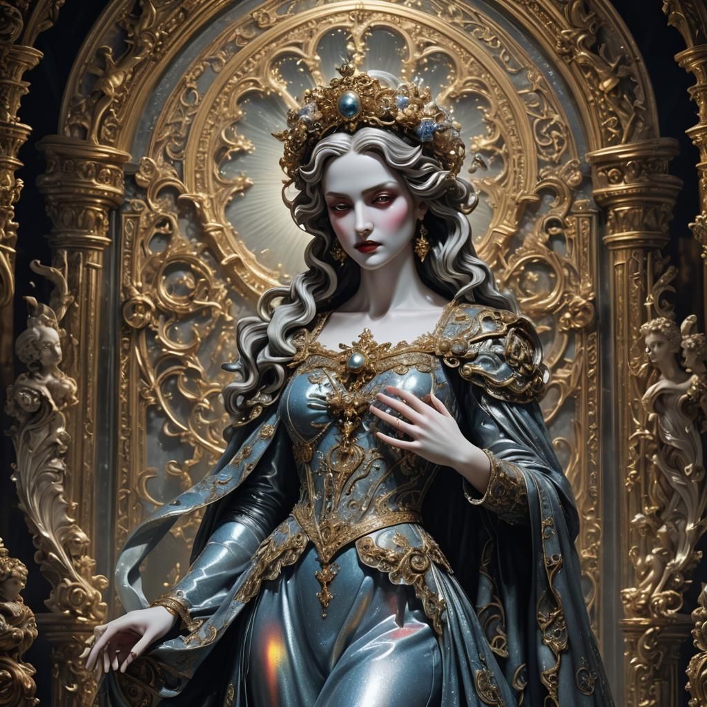 Holographic Vampire Madonna in Rococo Setting