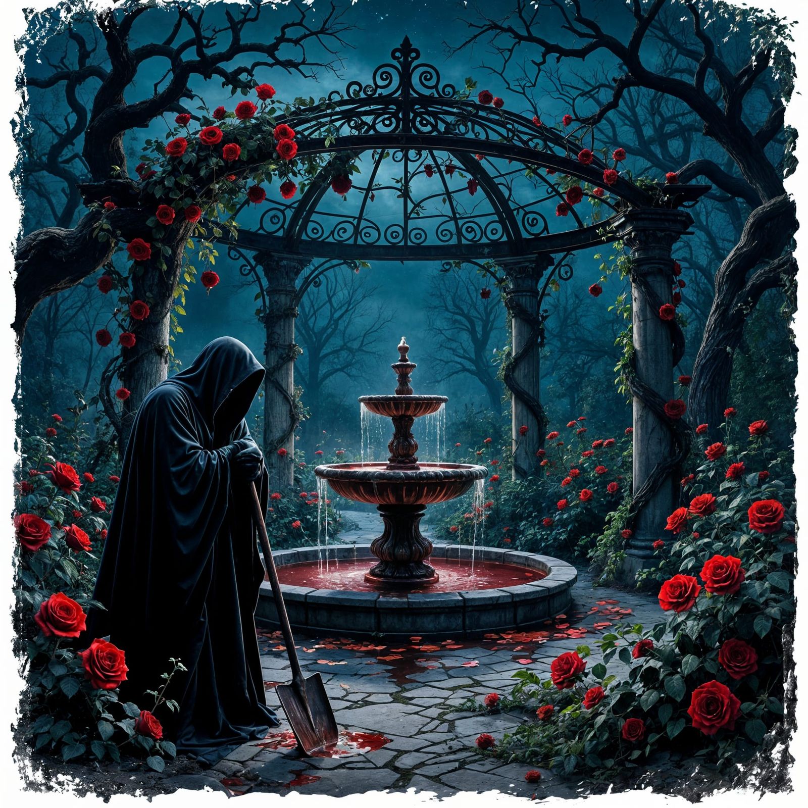 Eerie Garden of Twisted Nightmares in Hyperrealism