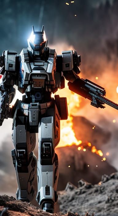 Epic Robot Mech Battle in City Firefight