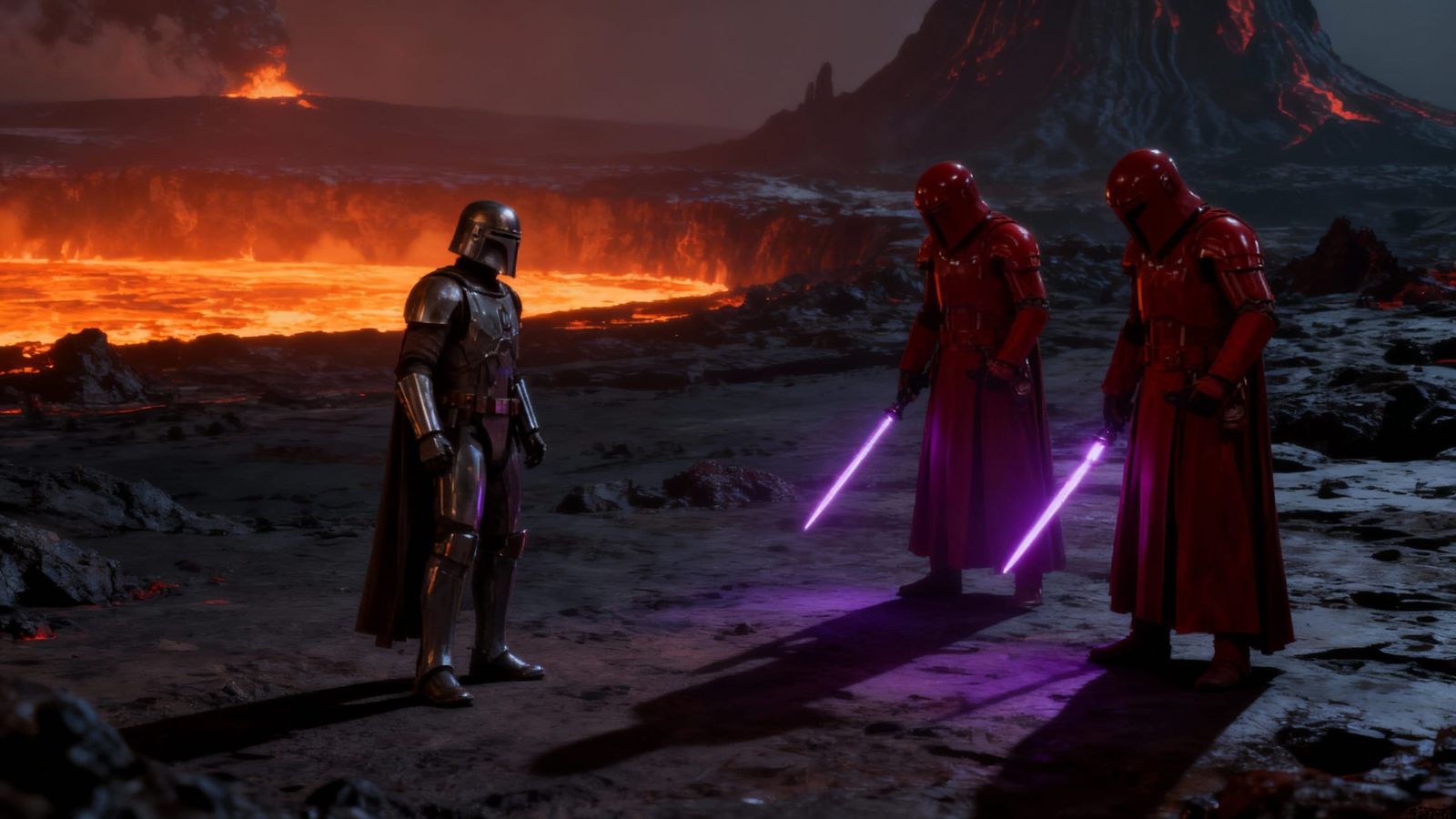 Imperial Praetorian Guards vs Mandalorian in Volcanic Landsc...