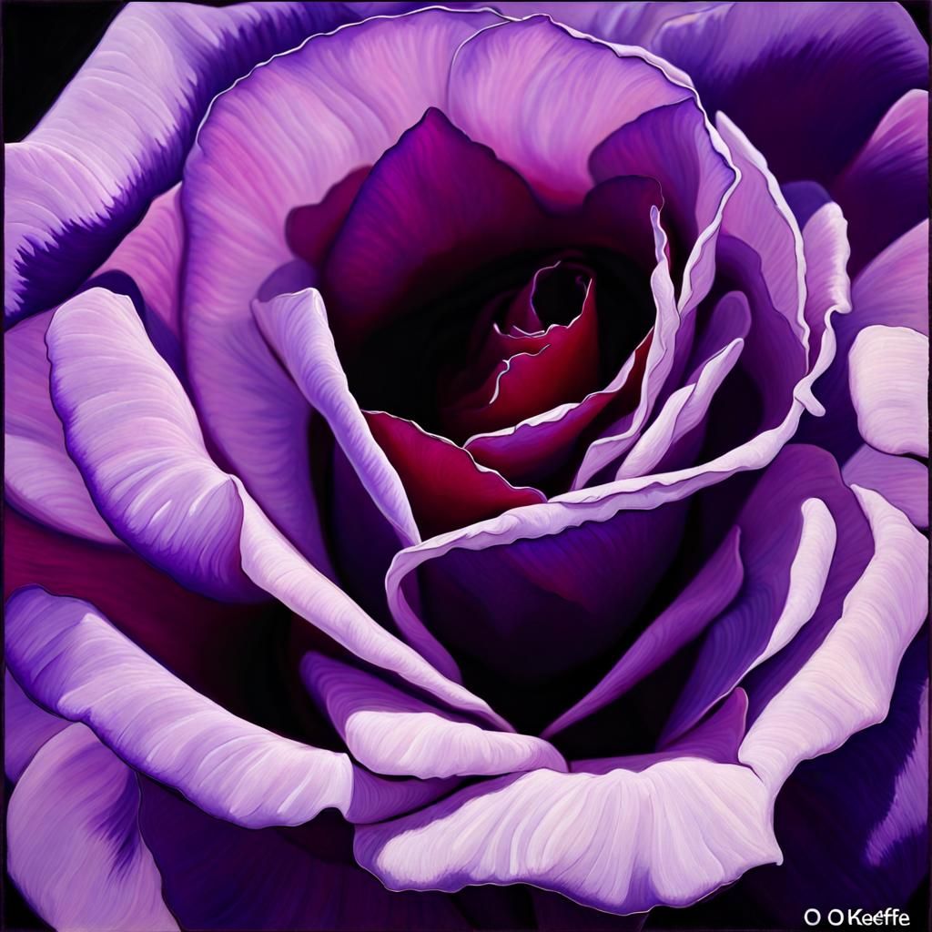 Purple Rose Macro in Impasto Style