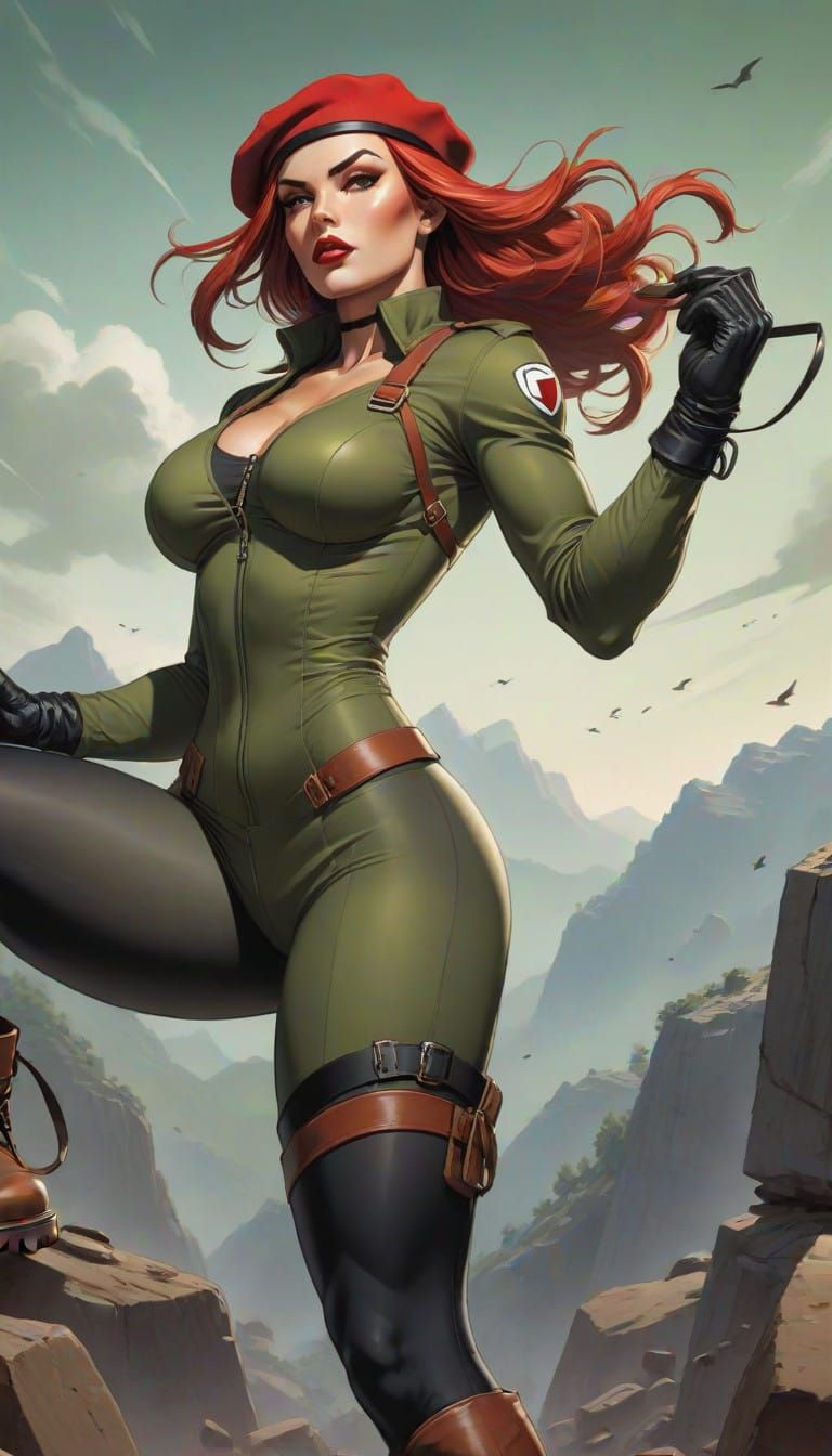 Confident Warrior in Olive Green Bodysuit