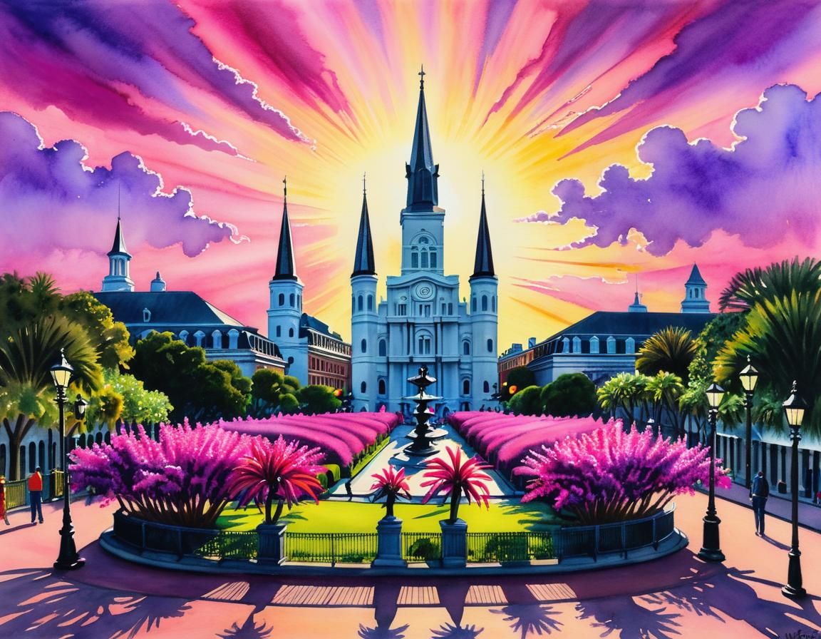 Jackson Square New Orleans in Watercolor