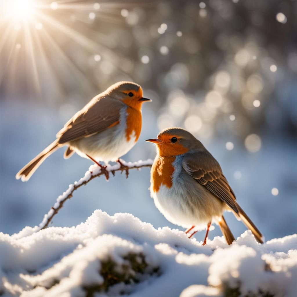 Robin in Winter Sunlight