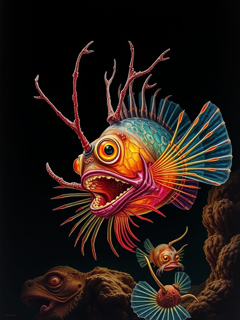 Bioluminescent Anglerfish in the Abyss