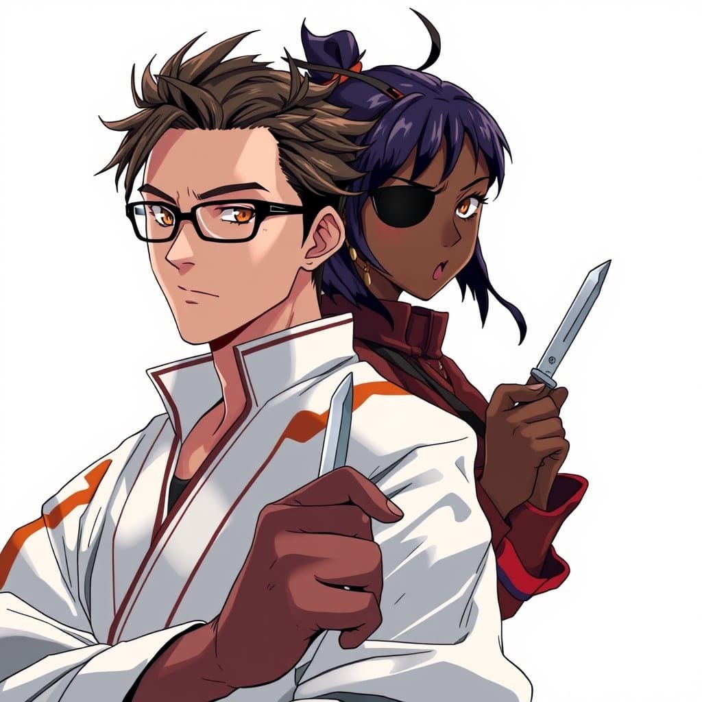 Anime Style: Charismatic Man and Pirate Girl