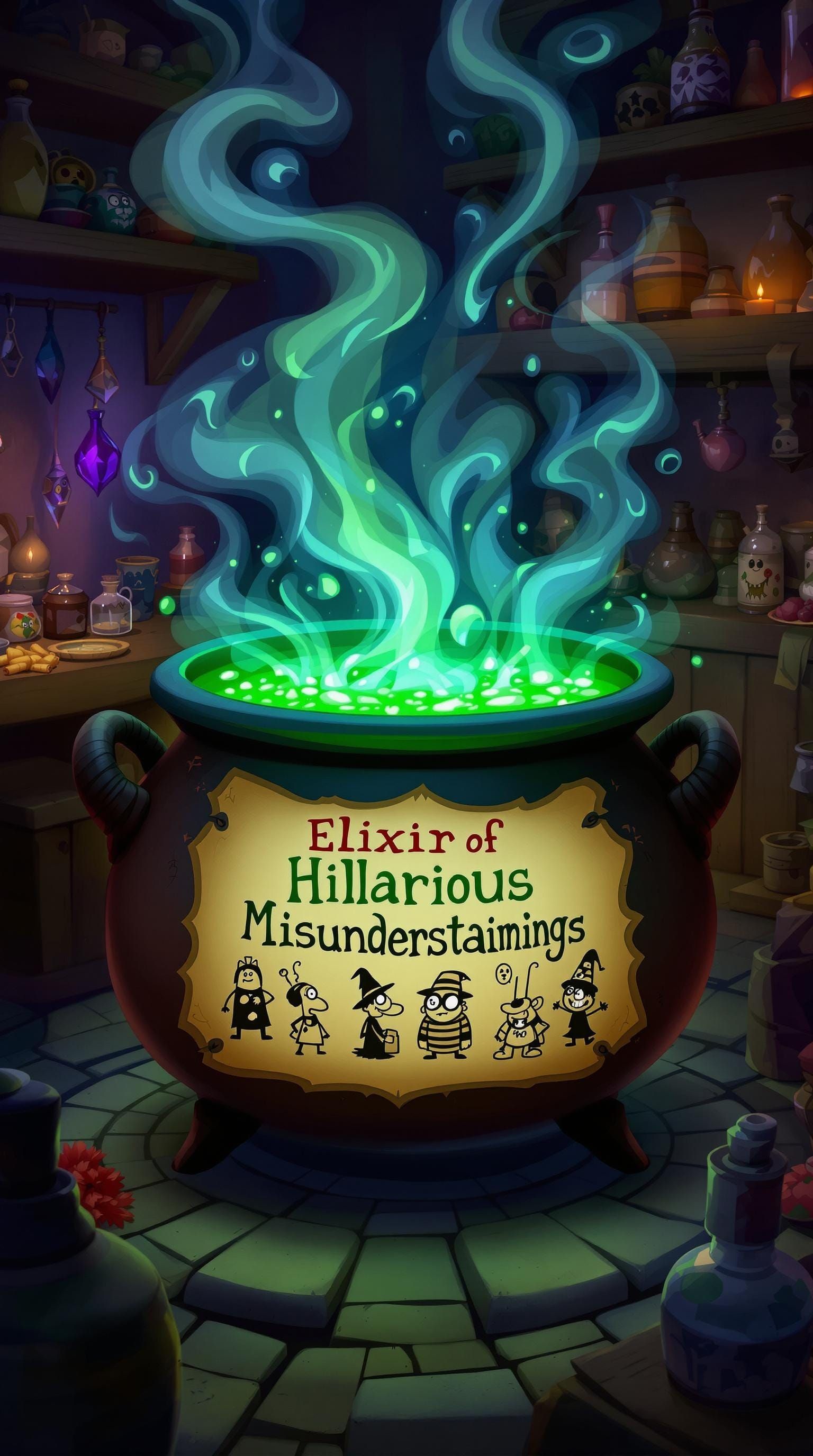 Mystical Elixir in a Whimsical Cauldron Scene