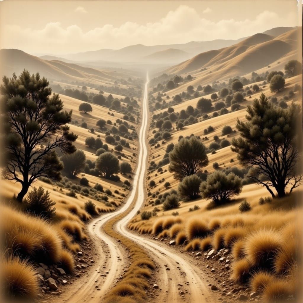 Sepia-Toned Panoramic View of the San Fernando Valley