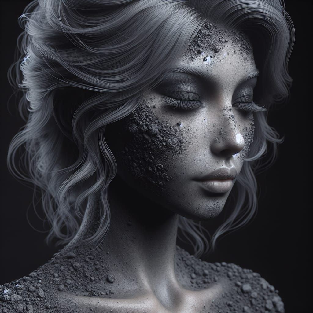 Basalt Fairy Portrait in Hyperrealism Style
