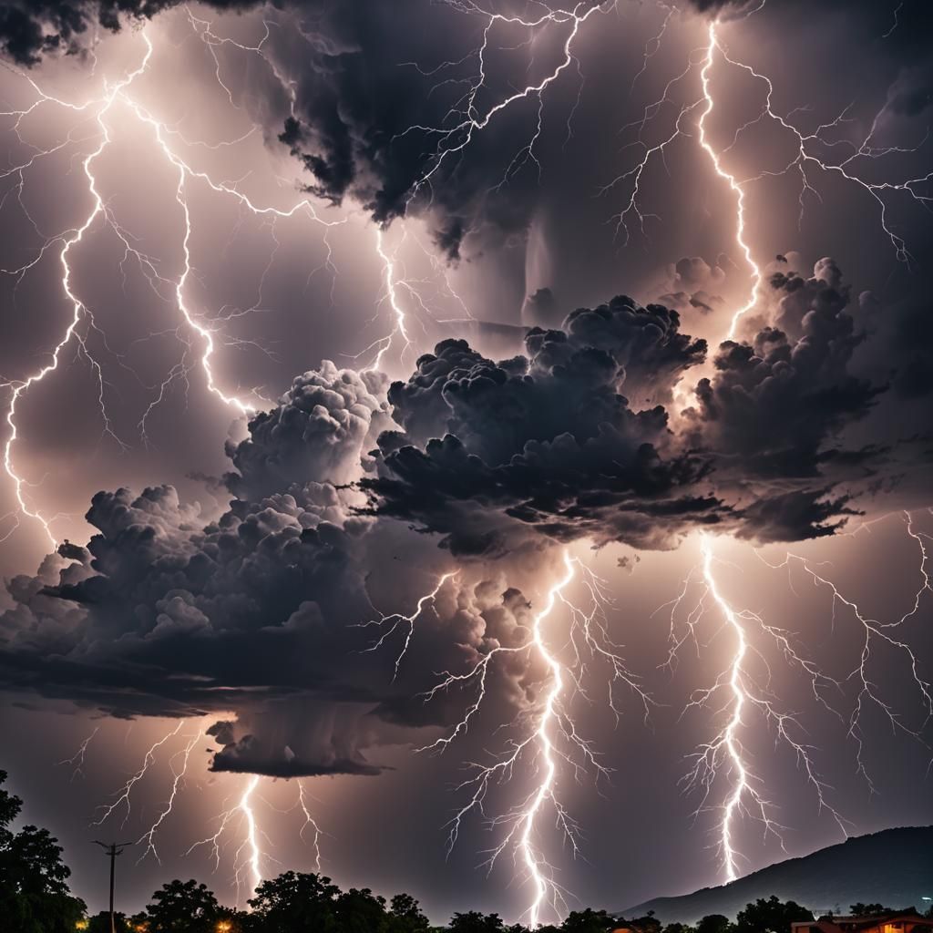 Dramatic Nighttime Lightning Storm in HDR