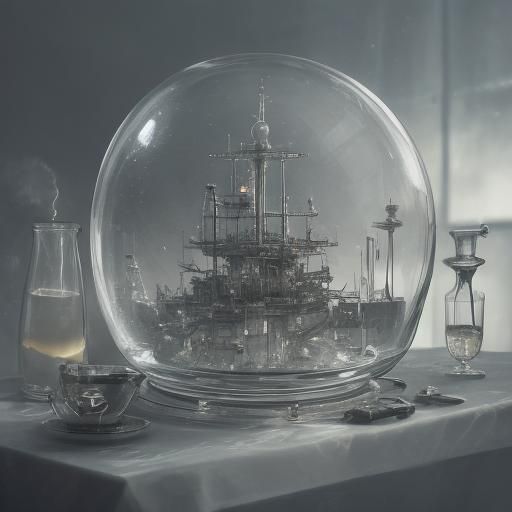 Ethereal Alchemist in White Sci-Fi Laboratory