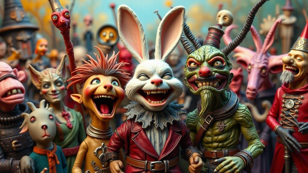 Eclectic Claymation Crowd Celebrates Together