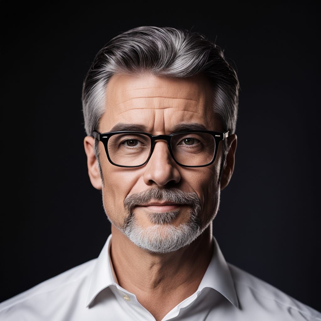 Confident Business Leader in Navy Suit with Classic Elegance