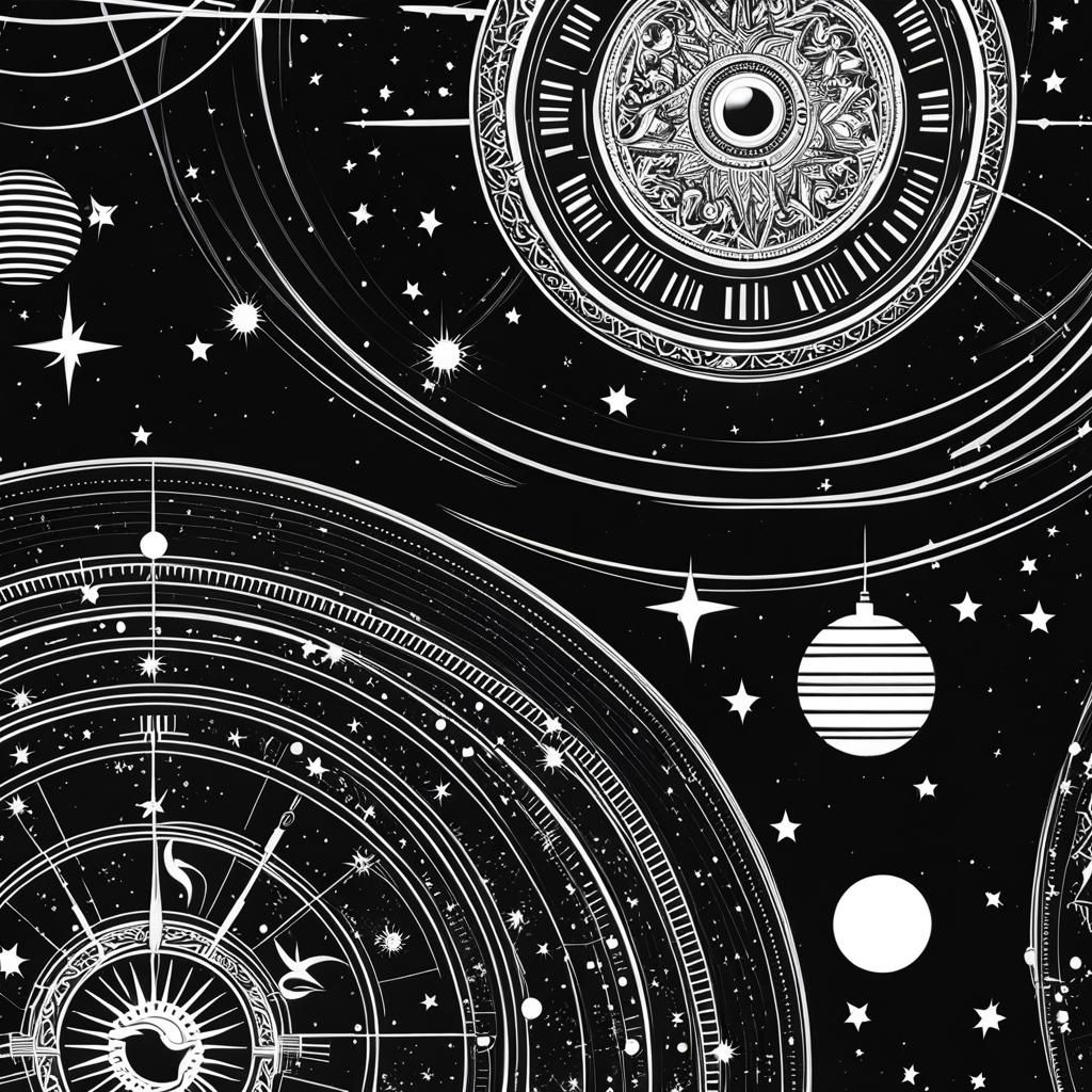 Abstract Astrology: Black and White Line Art