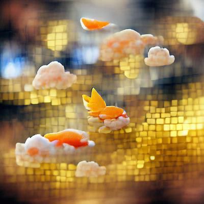 Sugar Clouds and Flying Goldfish with Bokeh