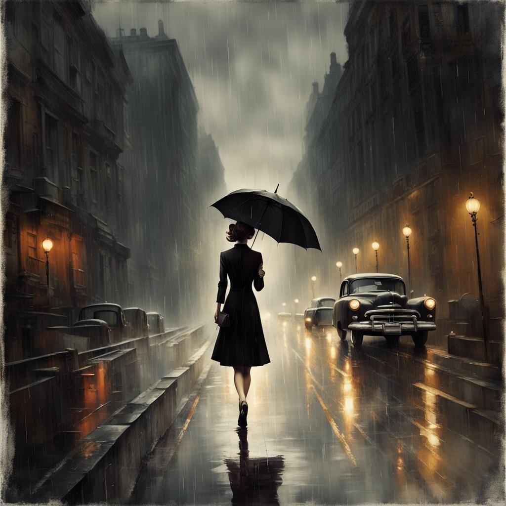 Noir Detective in Rainstorm