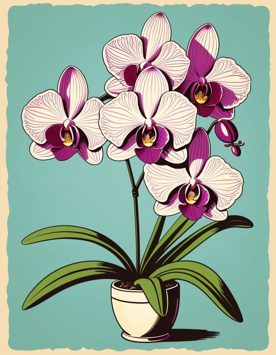 Retro Orchid Illustration