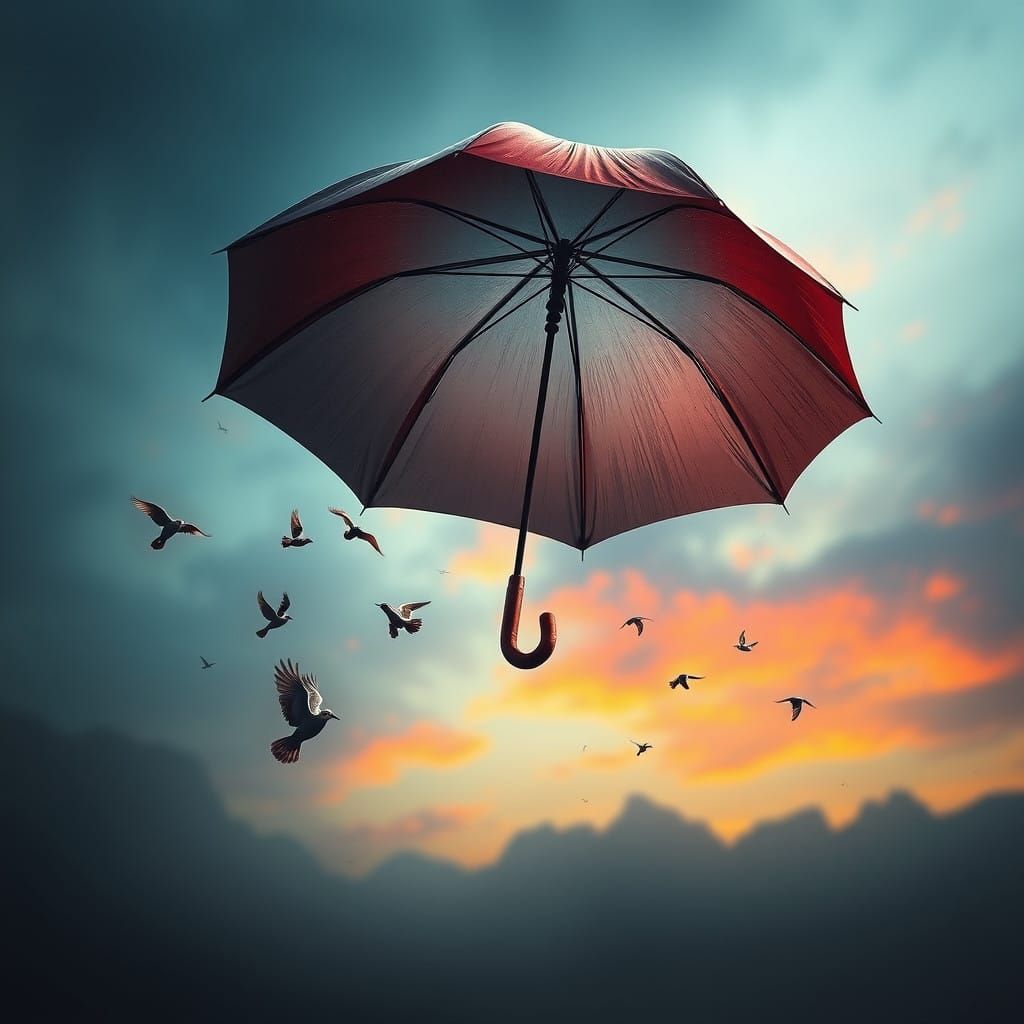 Umbrella Caught in Whimsical Wind