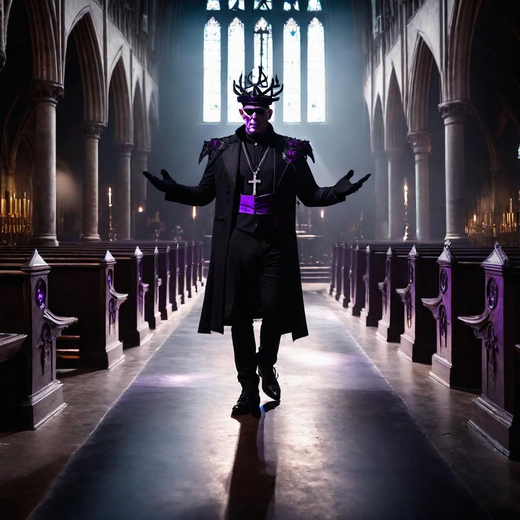 Arrogant, cruel 42 year old British man hierophant, evil wor...