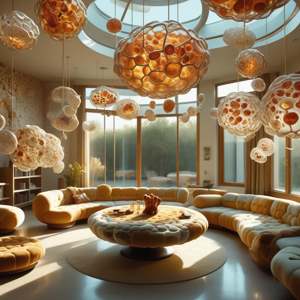 Surreal House Interior Composed of Animal Cell Parts