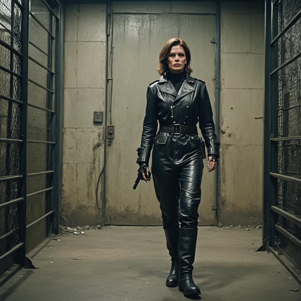 Female Executrix in Black Leather at Black Boot Prison