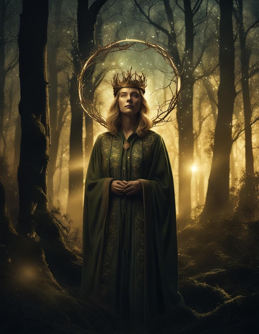 Mystical Forest Druidess in Digital Matte Painting