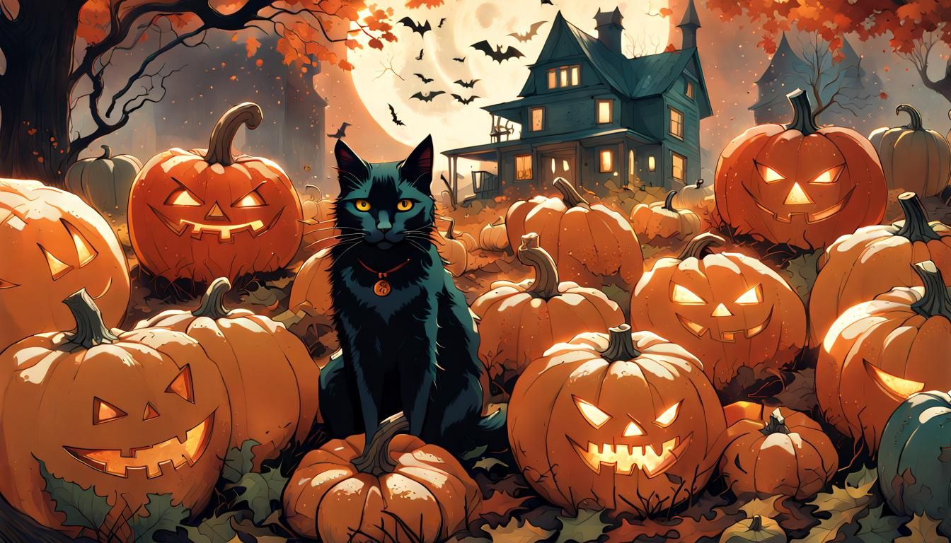 Halloween Night Dreamscape in Surrealist Style