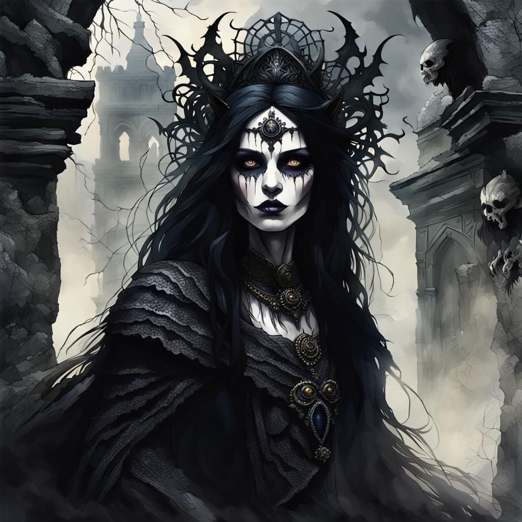 Dark Queen Rising from Tomb in Gothic Style