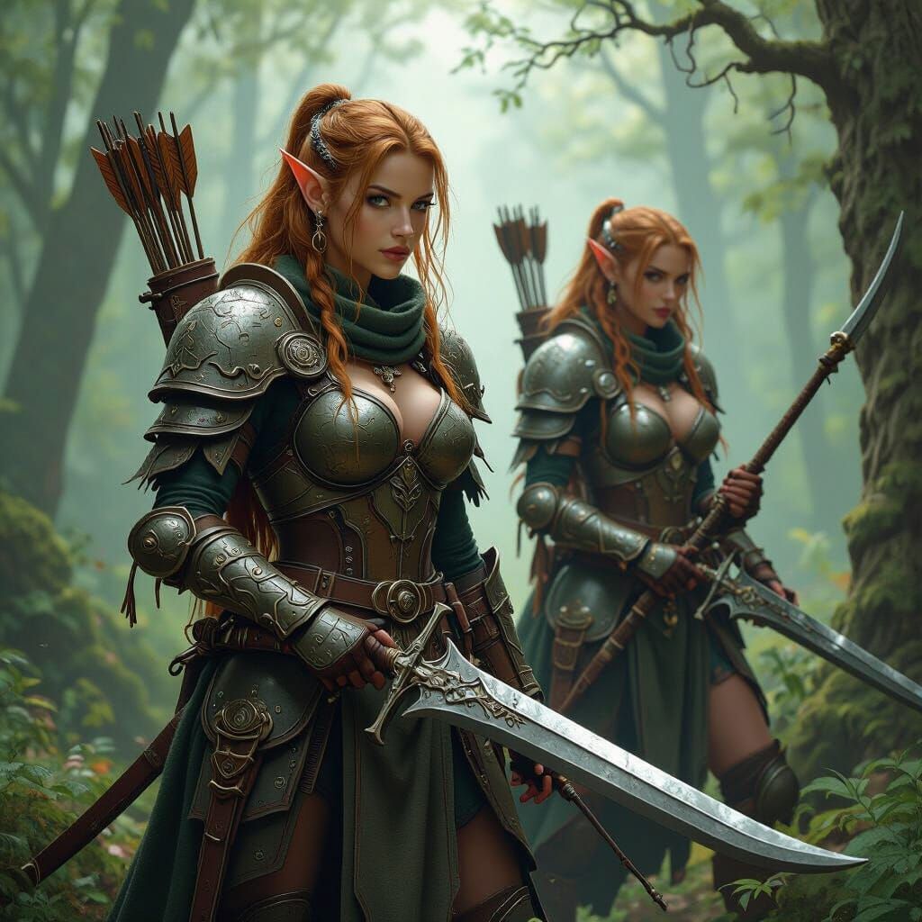 Elven Heavy Infantry in Mystical Forest Art