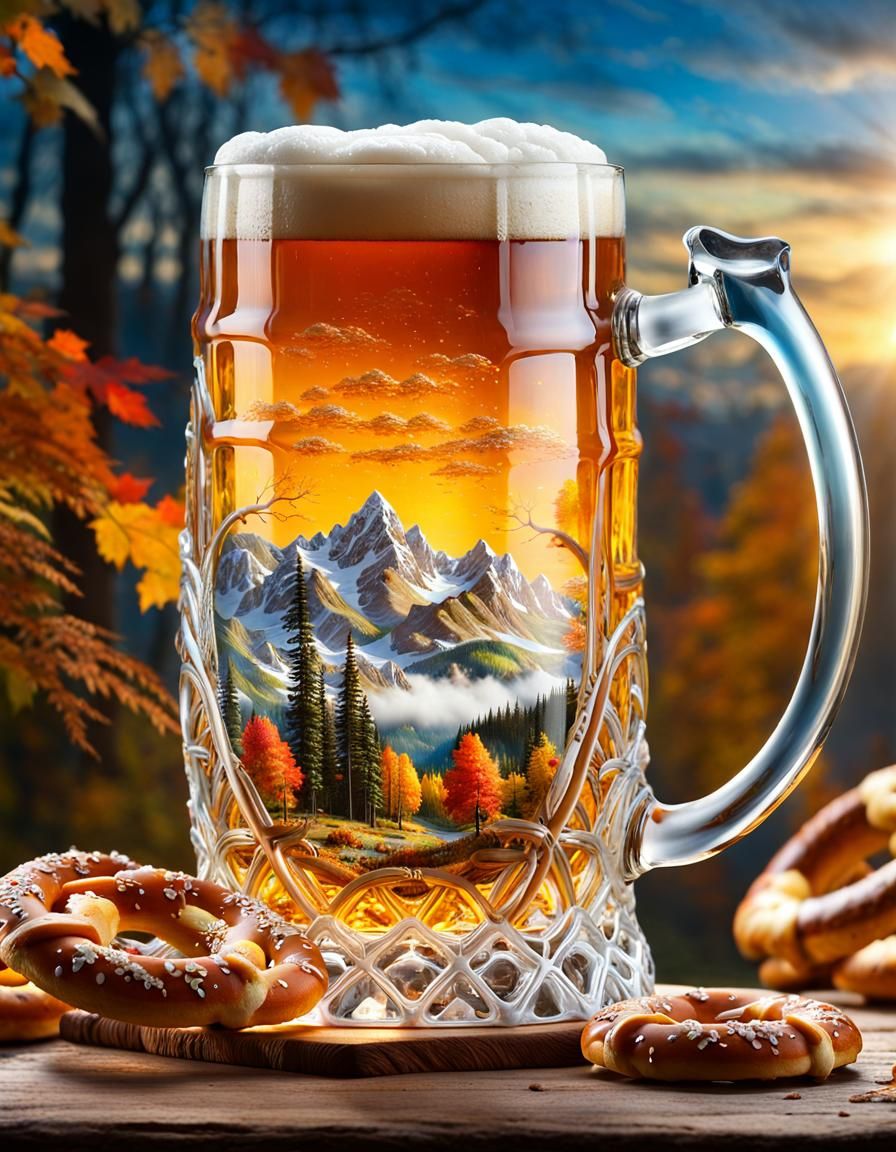 Oktoberfest Beer Mug with Autumn Landscape