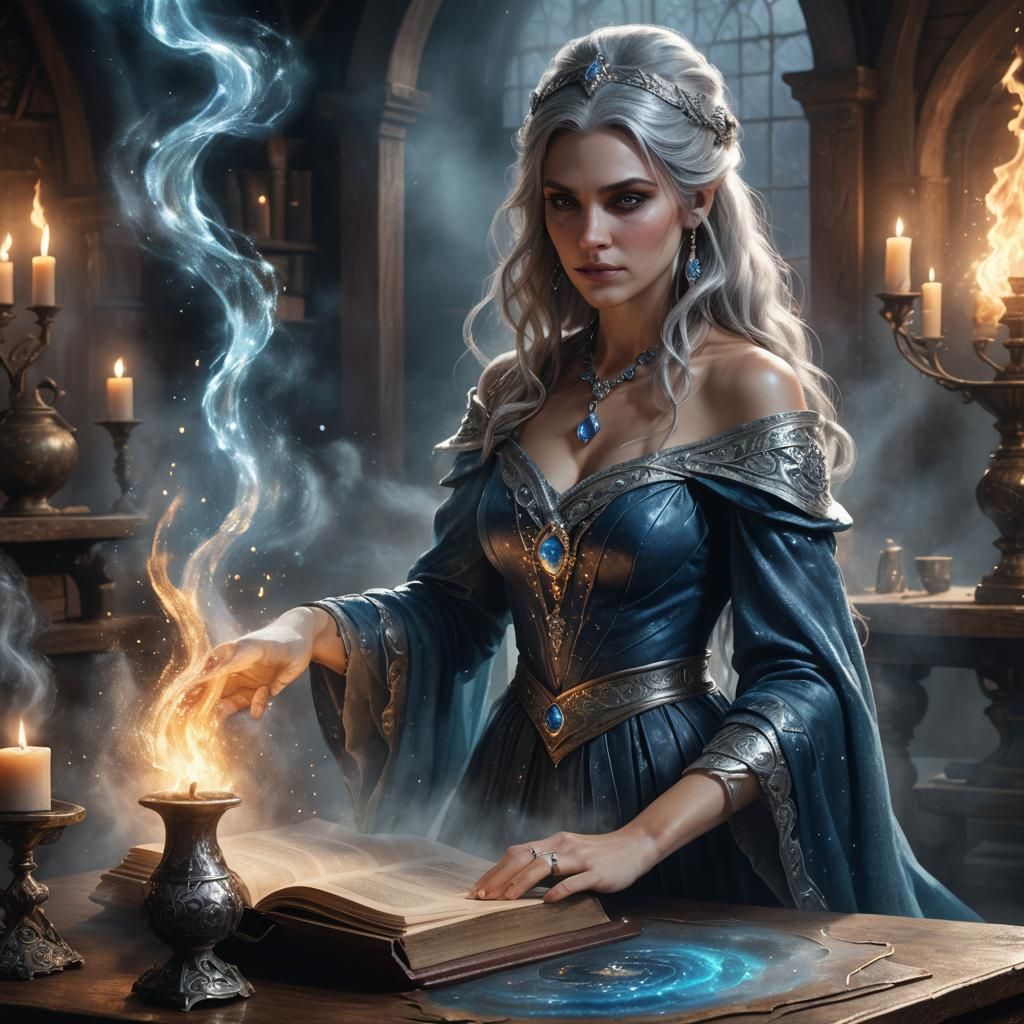 Sorceress Summoning Magic: Fantasy Concept Art