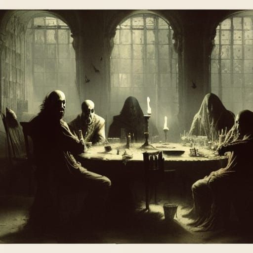 Eerie Ghosts Smoke in a Haunted Scene