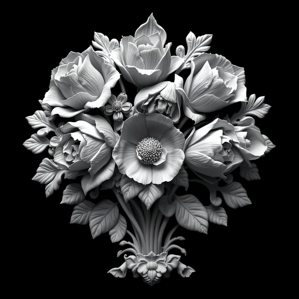 Baroque Floral Carving in High Relief, Inspired by Bernini