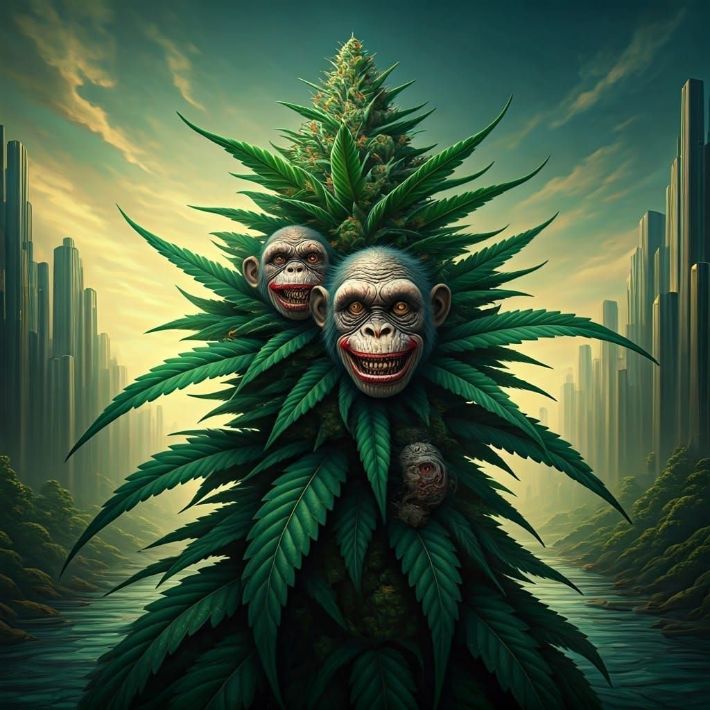 Grotesque Monkey Clown Creatures Emerge from Cannabis Hybrid...