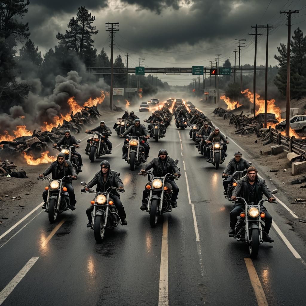Hyperrealistic Hell's Angels Raid on Highway