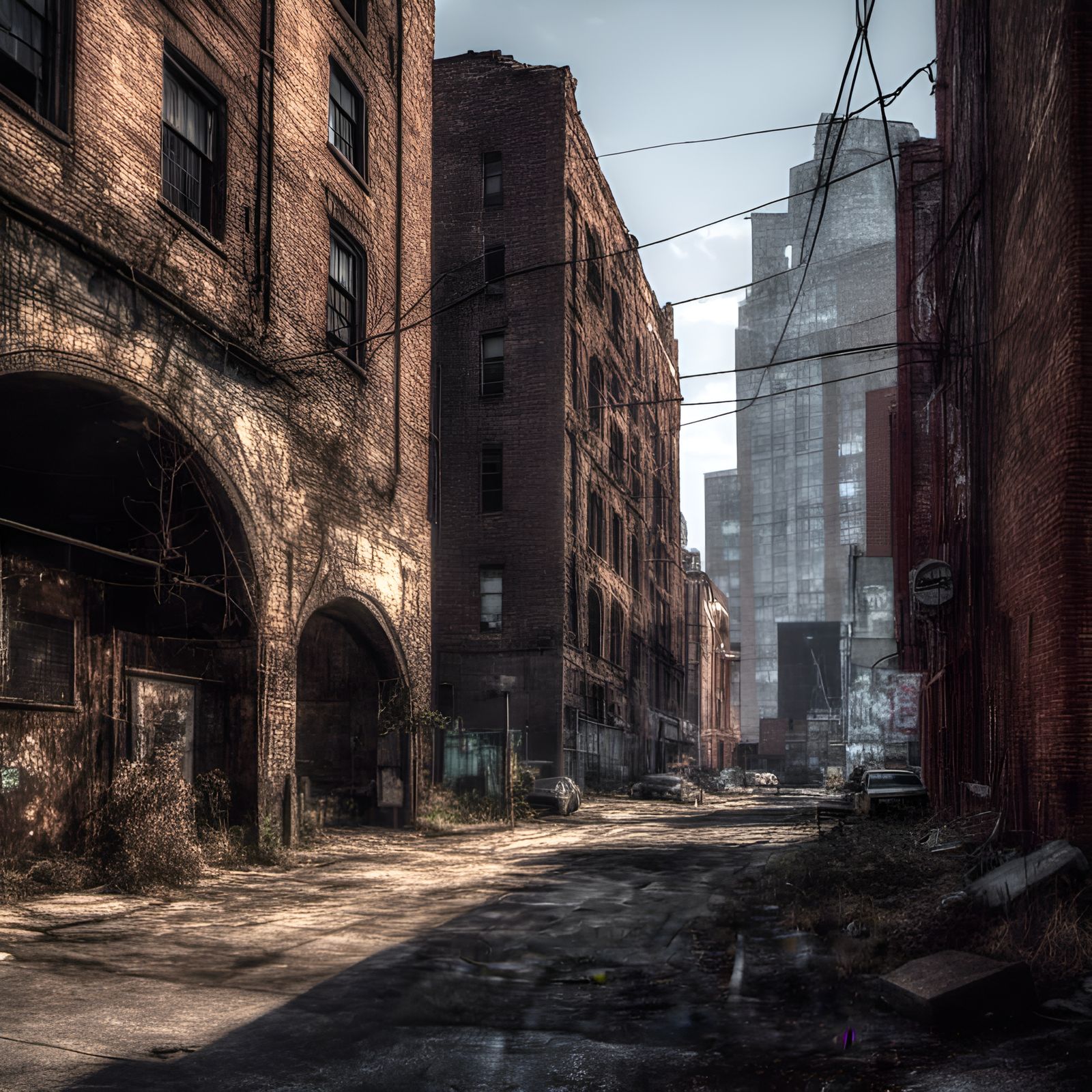 Abandoned City with Dim Lights in Unreal Engine 5
