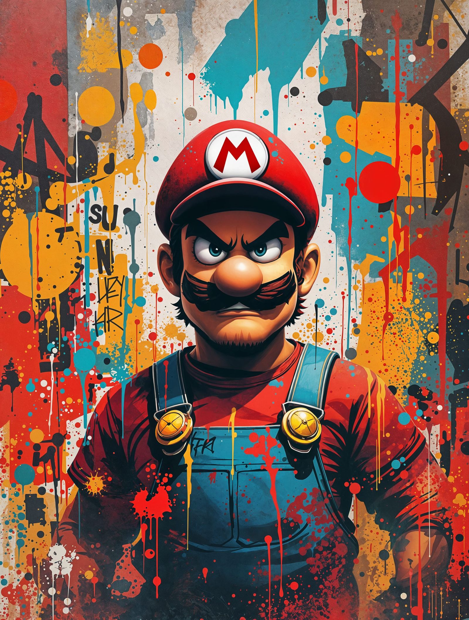 Vibrant Street Art Plumber Portrait