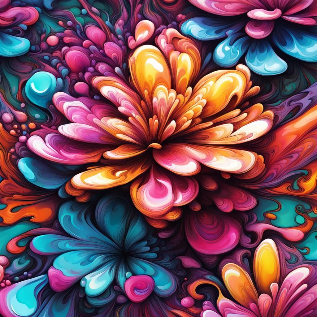 Perfume Flowers Essences in Graffiti Splash Art