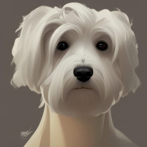 Hyperdetailed Maltese Dog Portrait in Digital Art Style