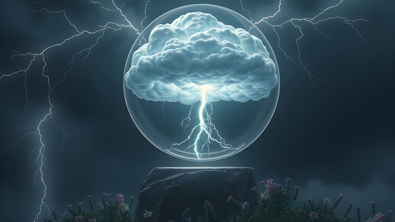 Silver-Lined Storm Cloud in Crystal Dome