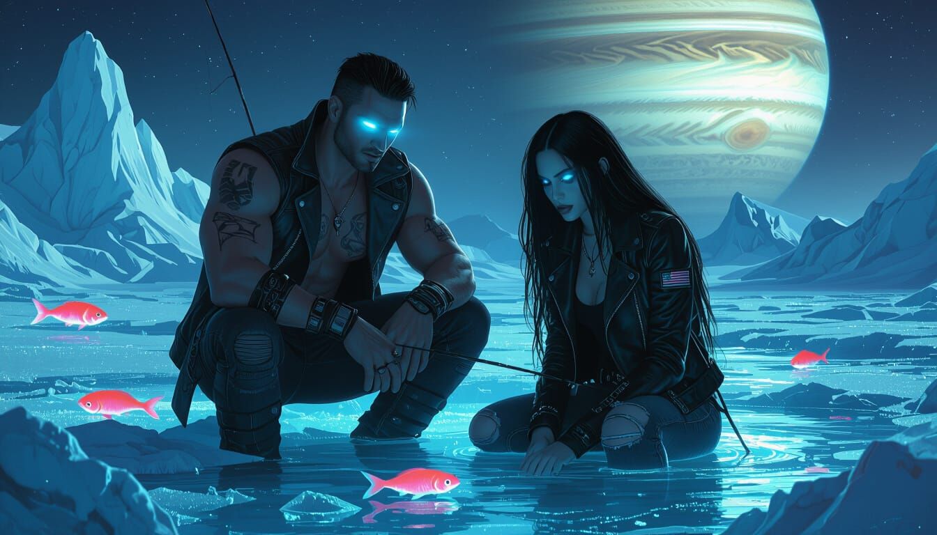 Cyberpunk Fishing Expedition on Europa