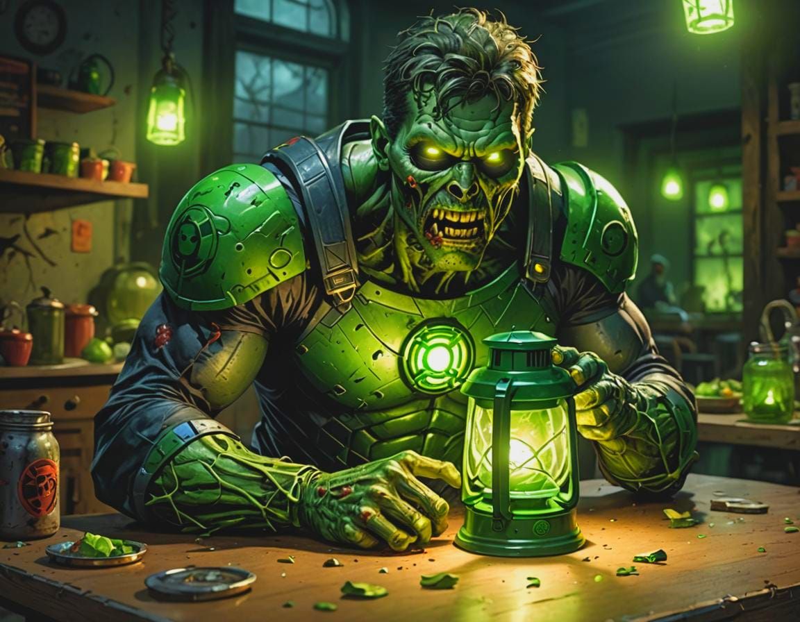 Zombie Superhero with Green Lantern Ring