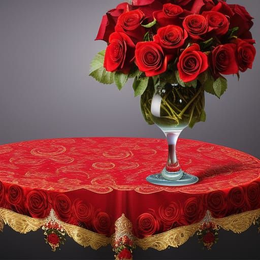 Detailed Colored Pencil Art of Spilled Wine and Roses