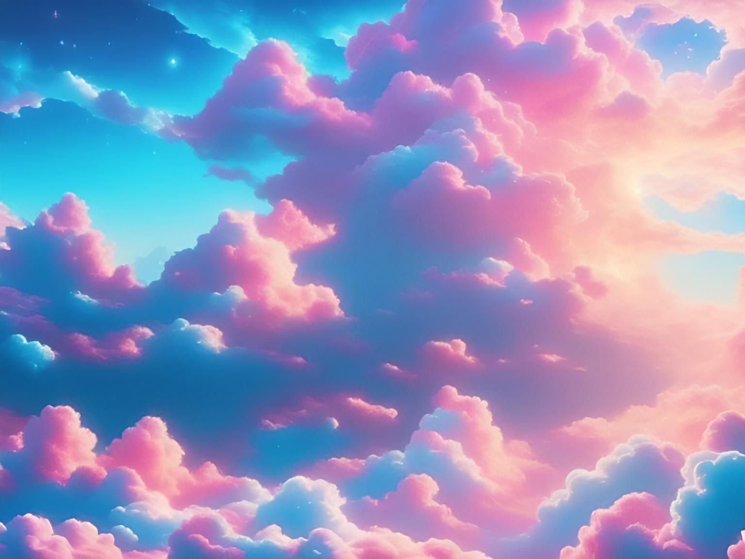 Cosmic Pink Sunset: Hyperrealistic Anime Cloudscape