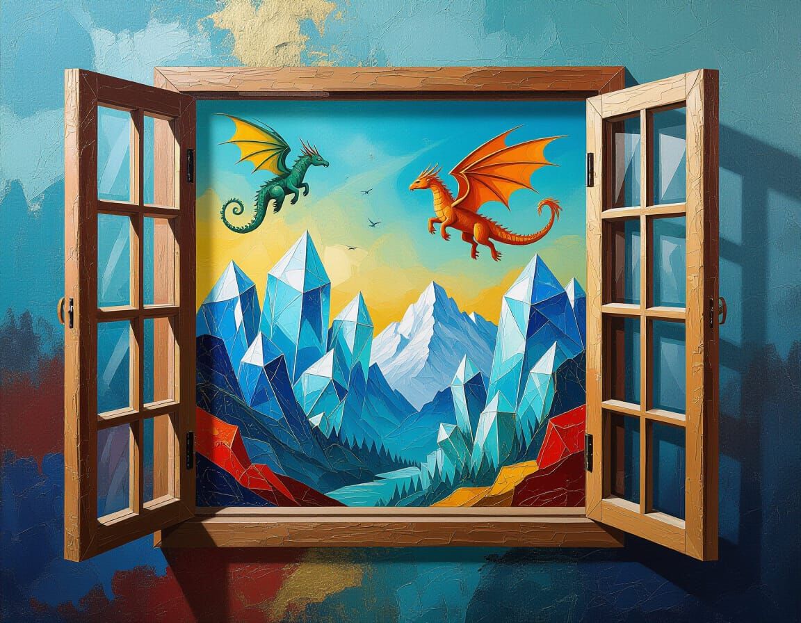Crystal Mountain Dragons: Impasto Acrylic Window to Another ...