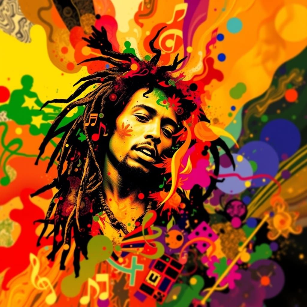 Reggae Rock Fusion in Vibrant Abstraction