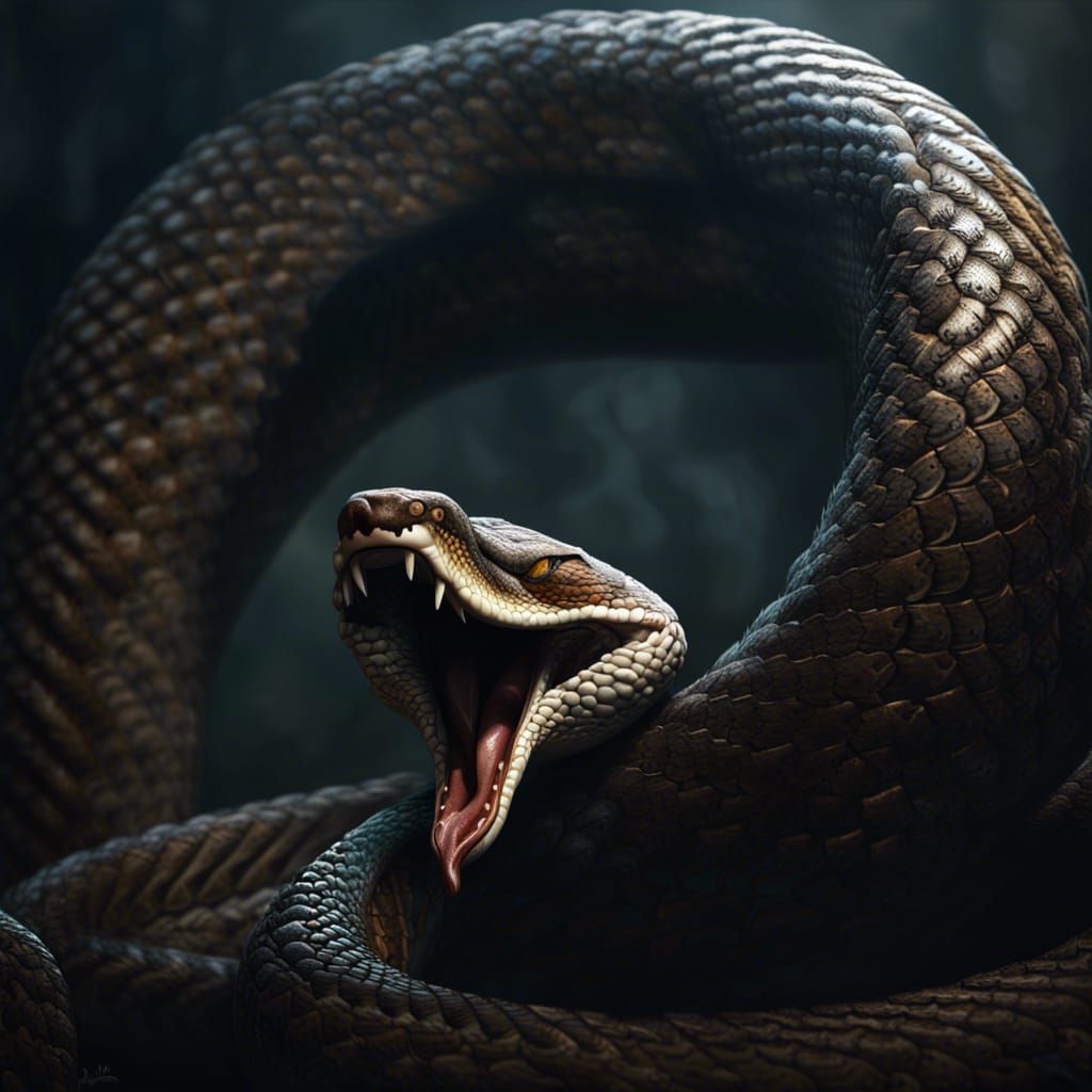 Hyperdetailed Rattlesnake Coiled, Dark Fantasy Concept Art