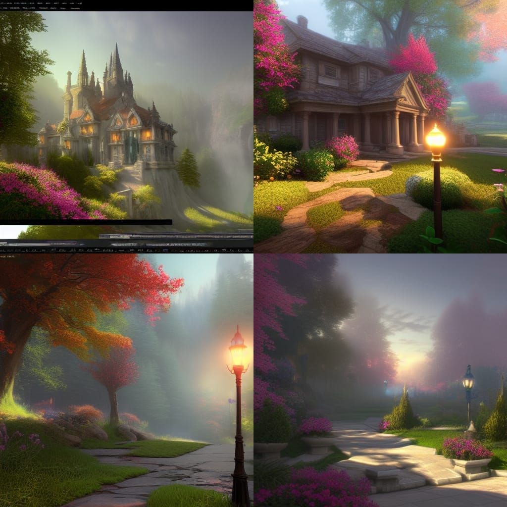 Ethereal Fantasy Scene in 3D with Mist