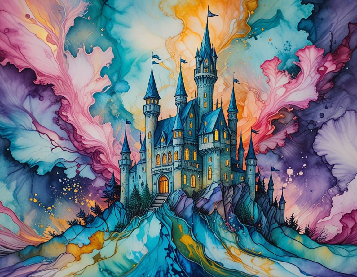 Air Castles Floating in Marbled Pastel Skies
