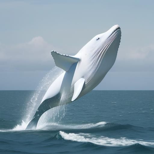Origami Whale Leaping from Ocean in Papercraft Style
